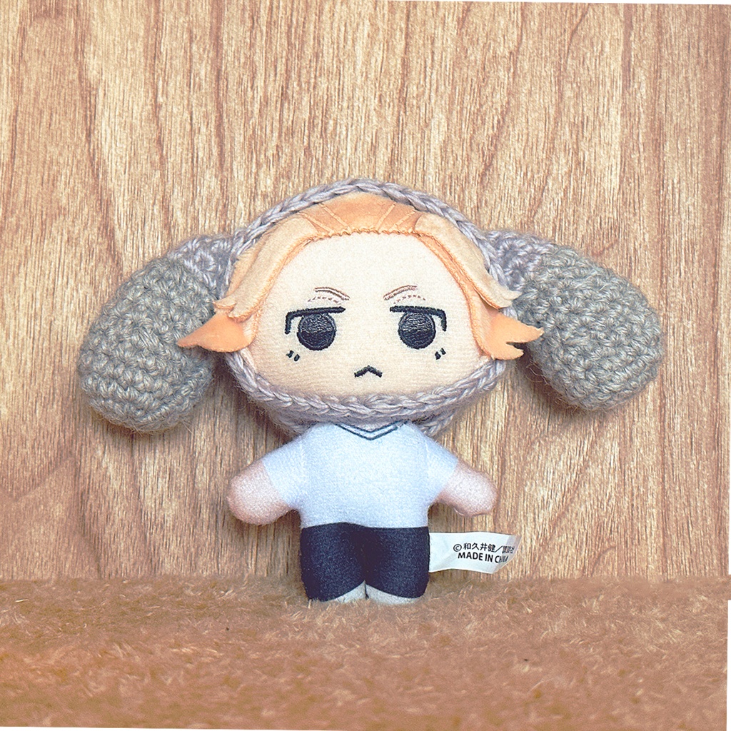 ぬいずきん(垂れ耳うさぎ×ツートングレー) 10cmぬい用