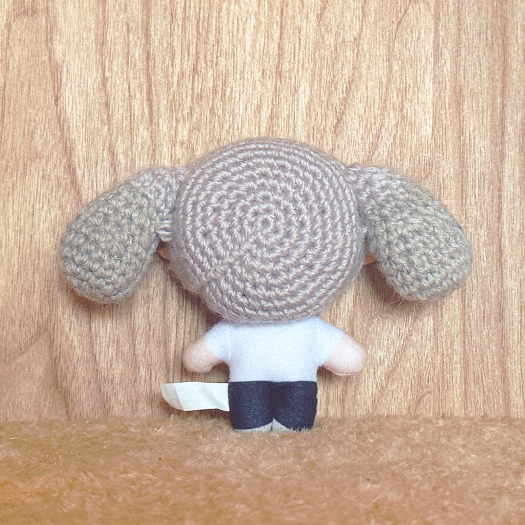 ぬいずきん(垂れ耳うさぎ×ツートングレー) 10cmぬい用