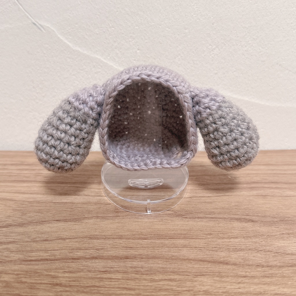 ぬいずきん(垂れ耳うさぎ×ツートングレー) 10cmぬい用