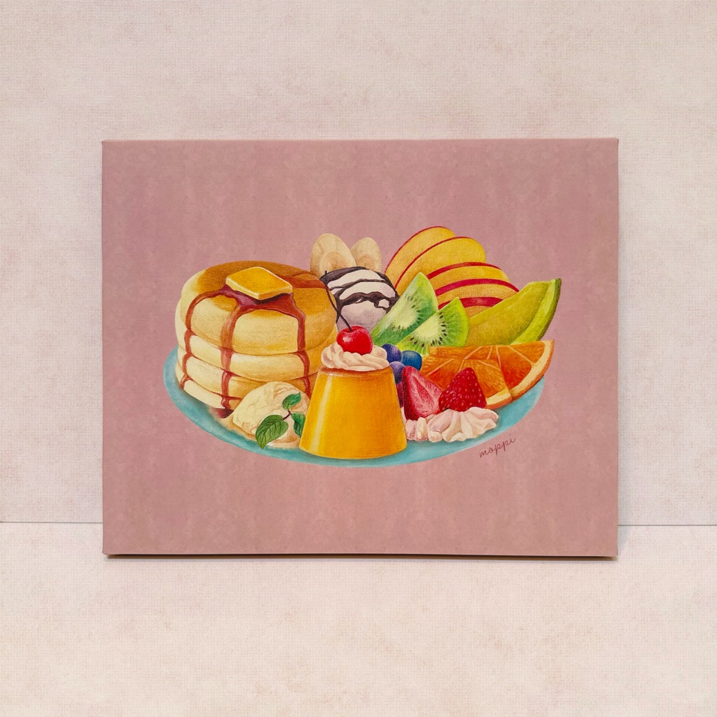 もりもりプリンアラモード　イラストキャンバス