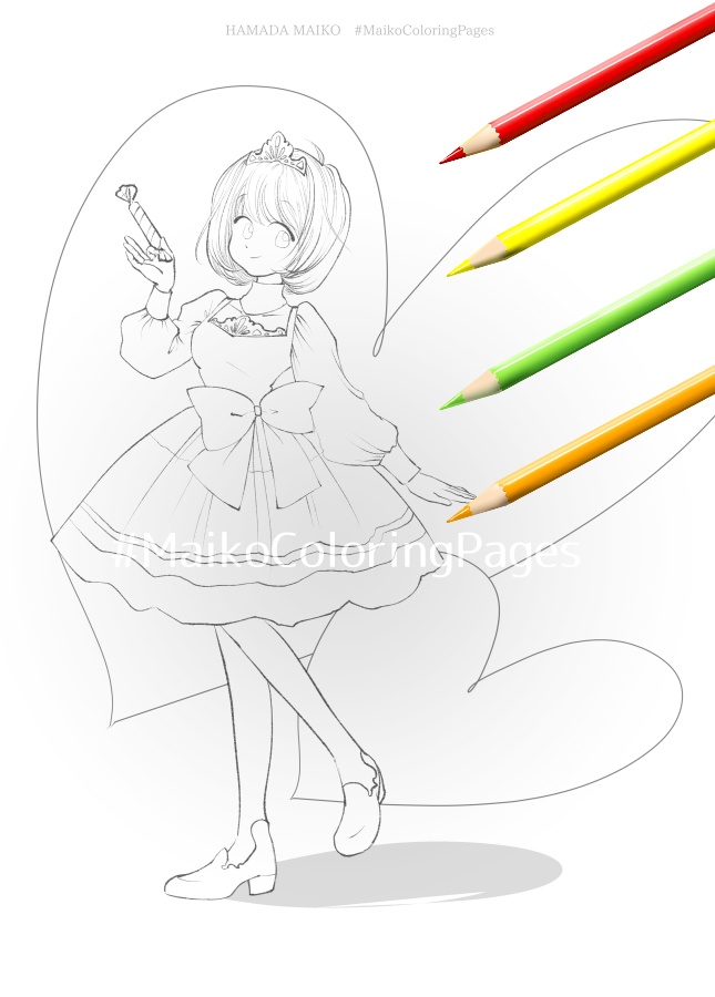 データ販売 ぬりえ お菓子をもつ女の子 Maiko Coloring Pages