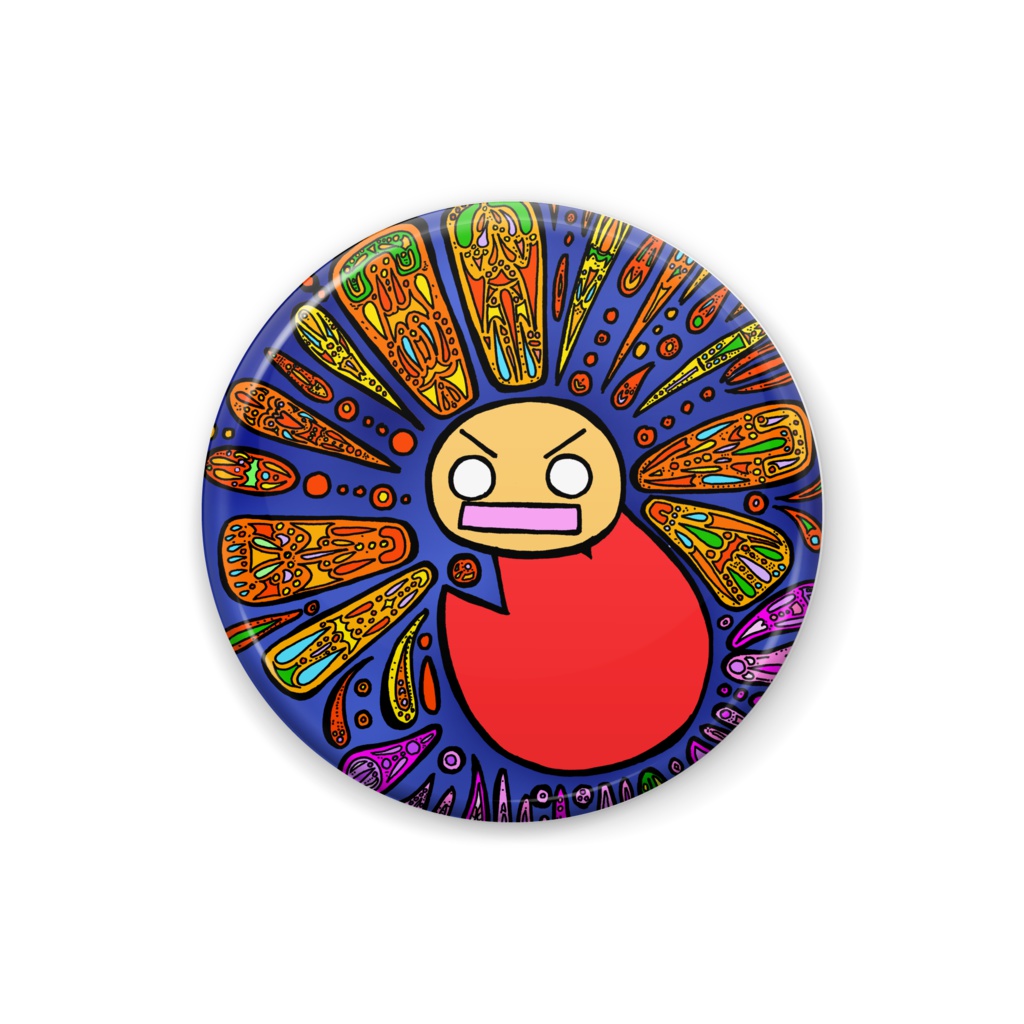 不思議シリーズ 花咲くマユペロ缶バッチ 紺色 F0006