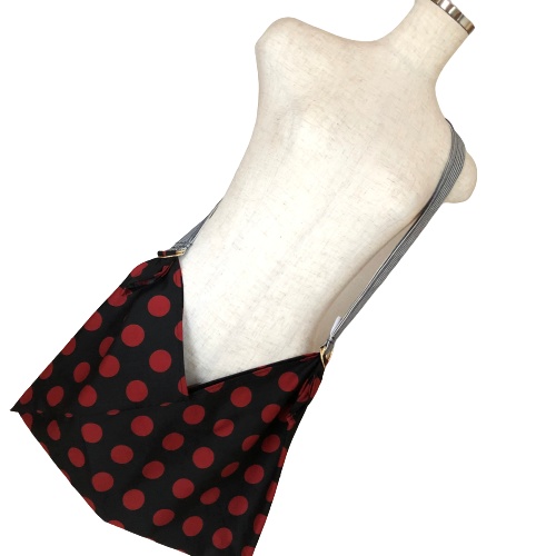 ハンドメイド 水玉あずま袋のショルダーバッグ 東袋 風呂敷ショルダー紐 浴衣 九十九堂 Booth