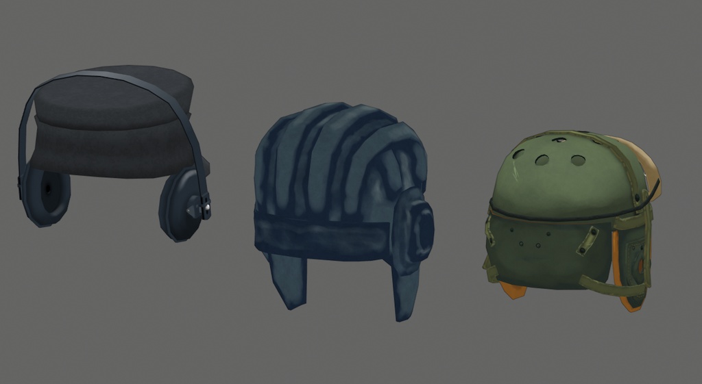 【FBX】WW2戦車兵ヘッドアクセサリーセット【3Dキャラクター向け】
