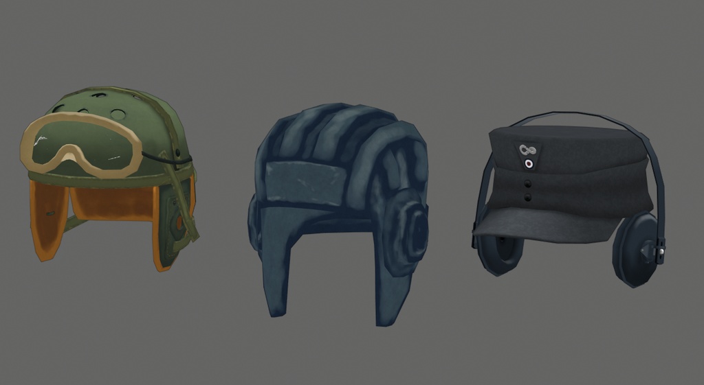 【FBX】WW2戦車兵ヘッドアクセサリーセット【3Dキャラクター向け】