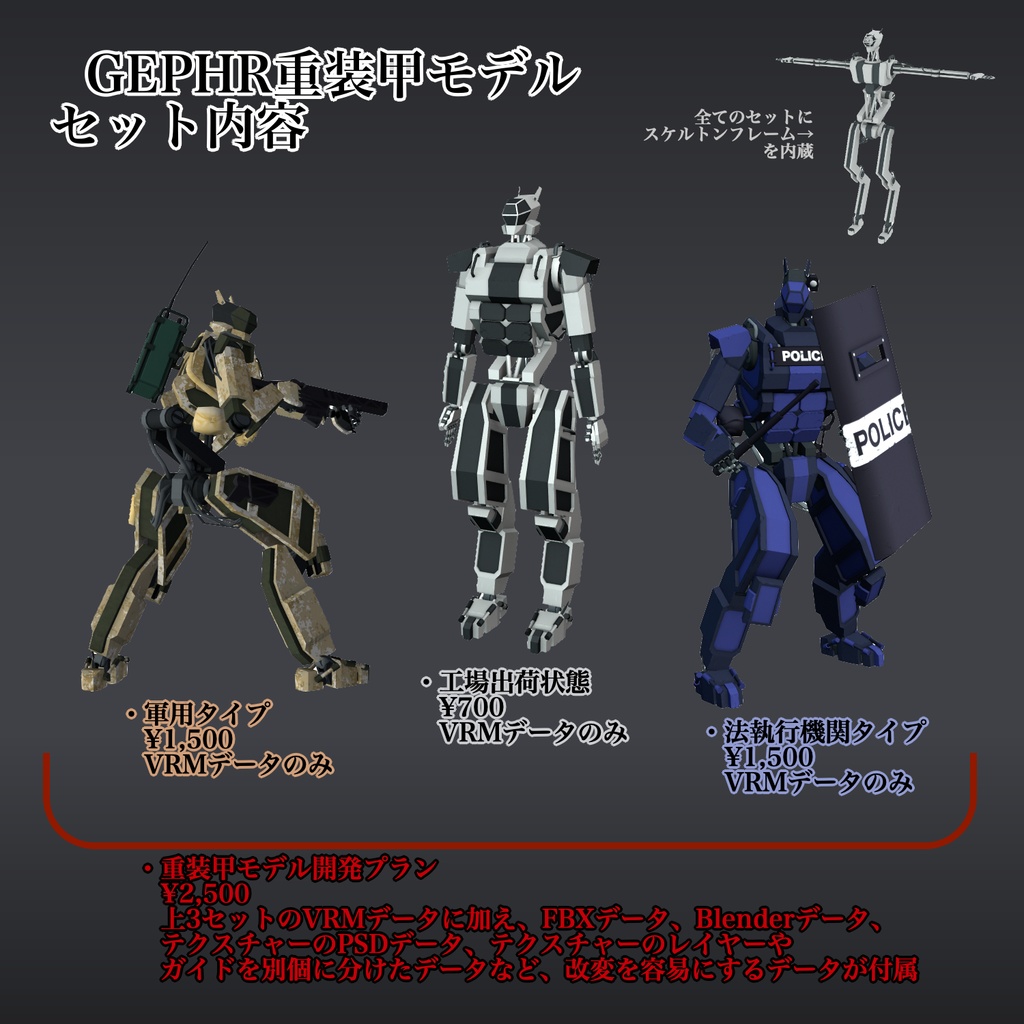 【VRM】汎用人型ロボットGEPHR 重装甲モデル【for cluster / VRChat】