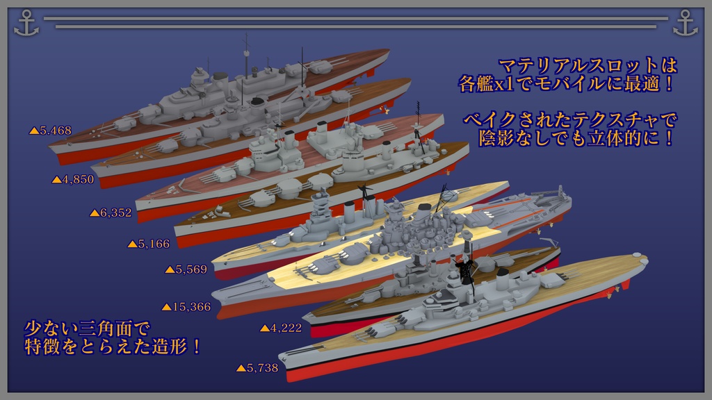 【FBX】ローポリ艦隊【3D素材】