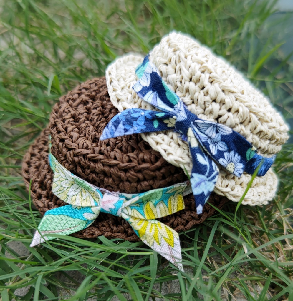 *新作*リボン付き ぬいちゃん用麦わら帽子