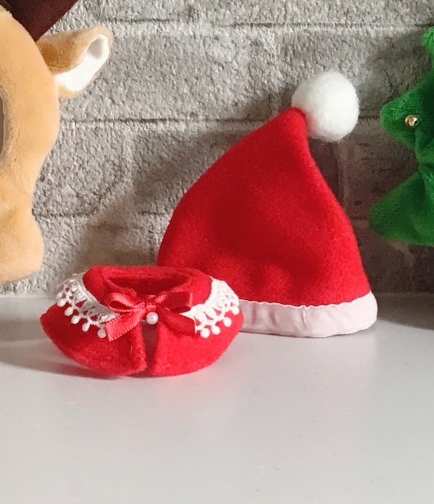 【10cmぬい用】サンタクロース風ケープ＆帽子セット