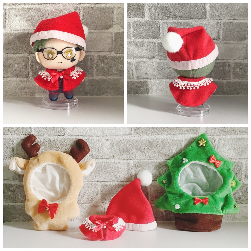 【10cmぬい用】サンタクロース風ケープ&帽子セット