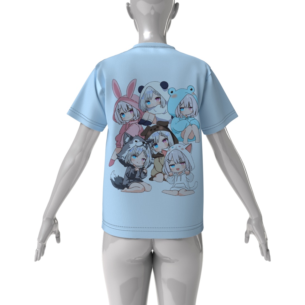 オーバーサイズビッグシルエットTシャツ(アシッドブルー)