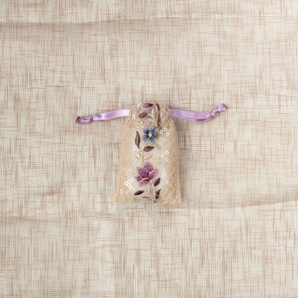 曦澄イメージ*花の刺繡リボンのミニ巾着