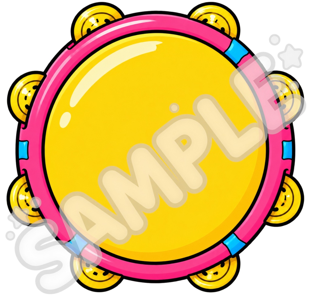 【商用利用可】子ども向け楽器素材｜タンバリン｜知育動画向け｜透過PNG