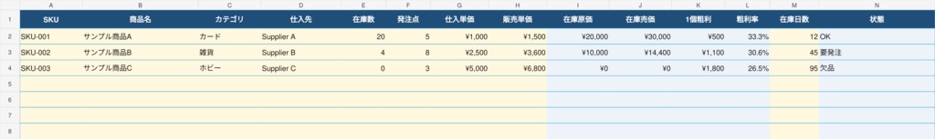 せどり・小規模EC向け 在庫・粗利管理Excel