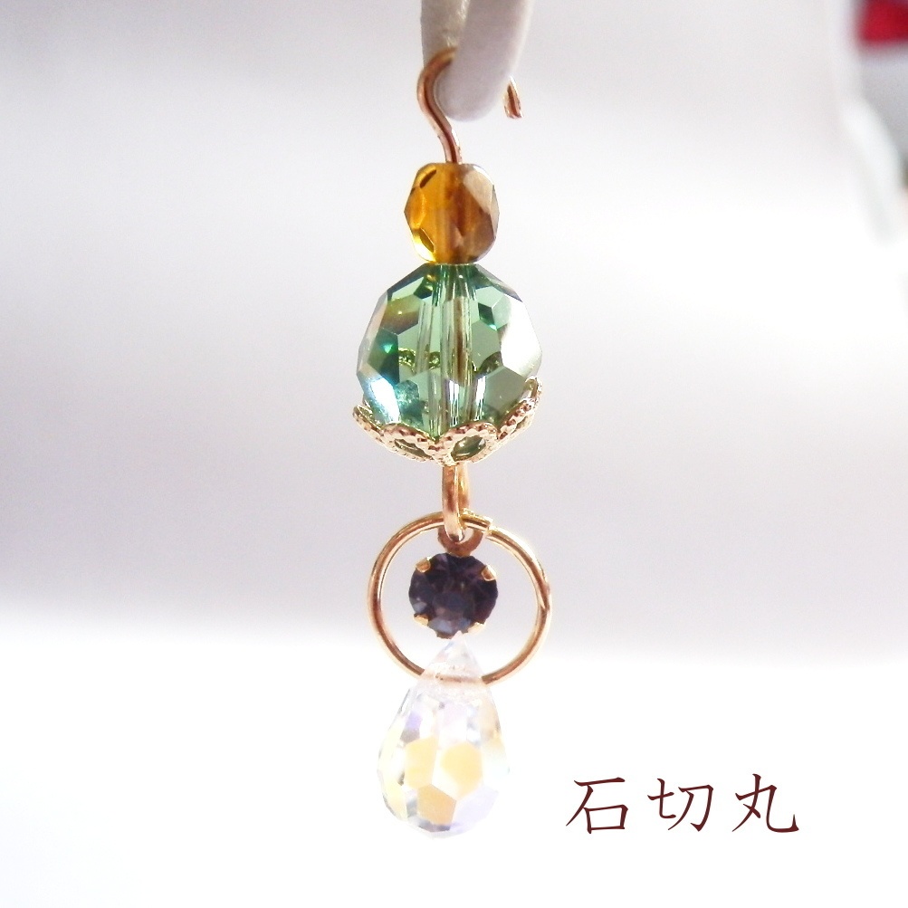 刀剣乱舞 三条 三日月宗近 石切丸 小狐丸 今剣 岩融 イメージ スワロフスキー チェコドロップ 片耳 ピアス イヤリング