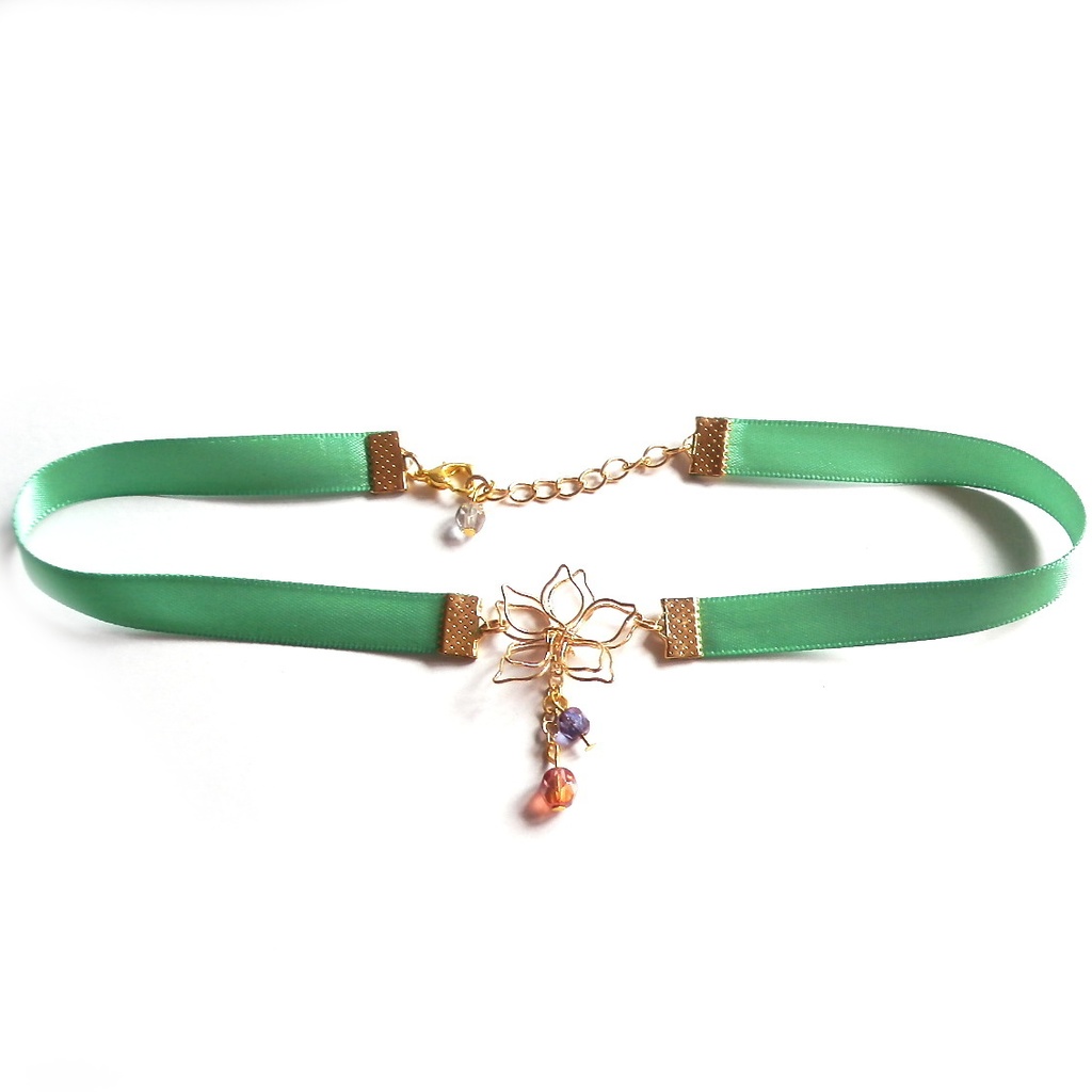 刀剣乱舞 三条 三日月宗近 小狐丸 今剣 岩融 石切丸 イメージ フラワー サテン リボン チョーカー ネックレス