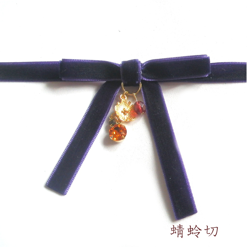 刀剣乱舞 三名槍 御手杵 日本号 蜻蛉切 イメージ スワロフスキー さくら ベルベット リボン チョーカー ネックレス