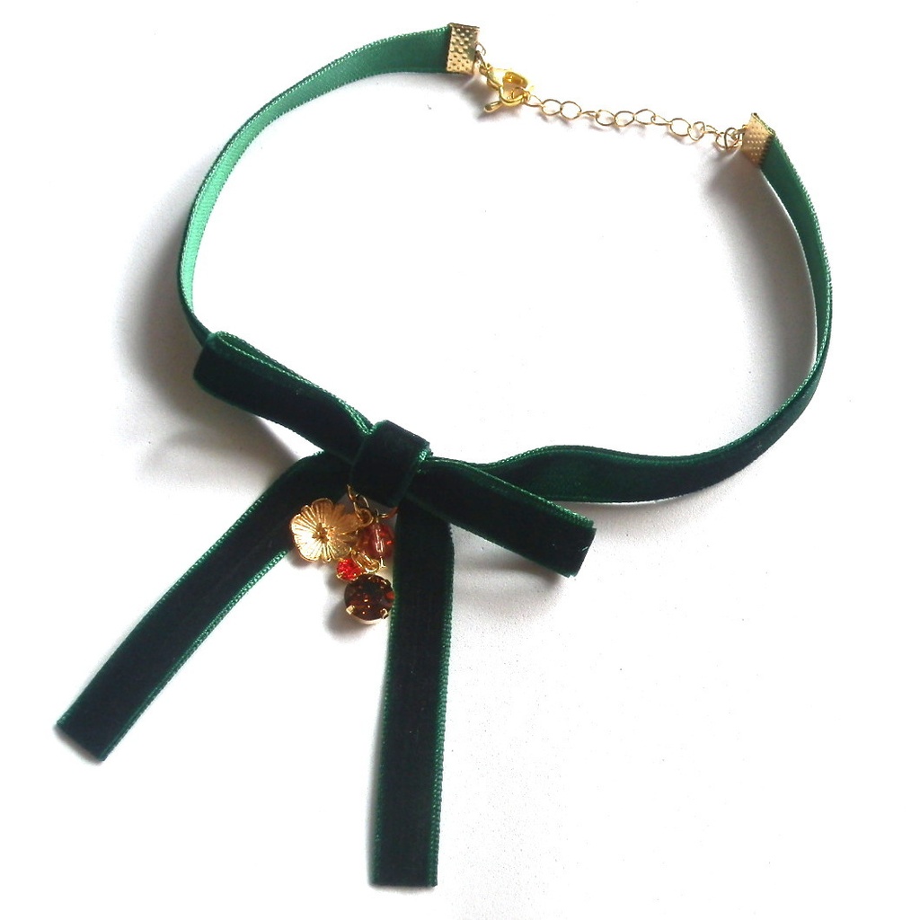 刀剣乱舞 三名槍 御手杵 日本号 蜻蛉切 イメージ スワロフスキー さくら ベルベット リボン チョーカー ネックレス