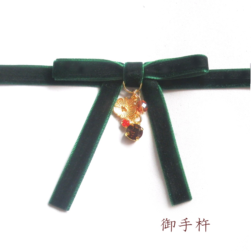 刀剣乱舞 三名槍 御手杵 日本号 蜻蛉切 イメージ スワロフスキー さくら ベルベット リボン チョーカー ネックレス