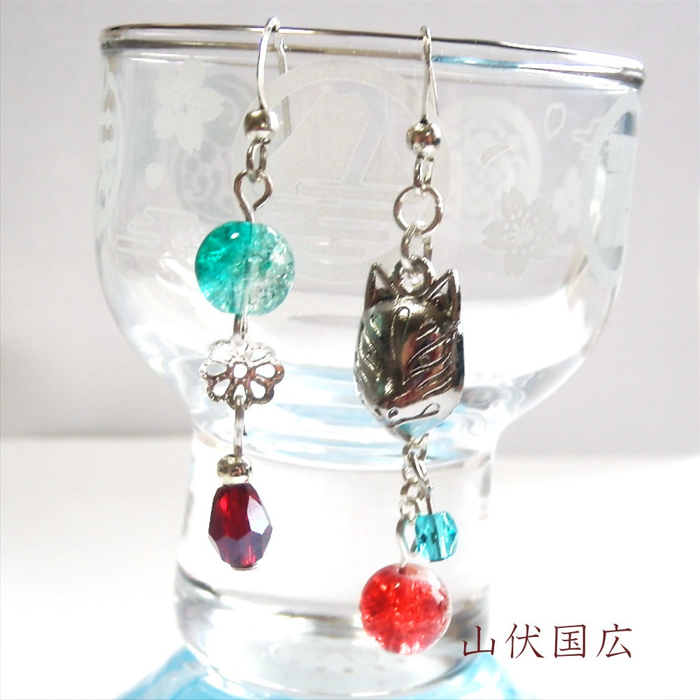 刀剣乱舞 国広三兄弟 山姥切国広 堀川国広 山伏国広 イメージ 刀氷に狐面か花か ピアス イヤリング