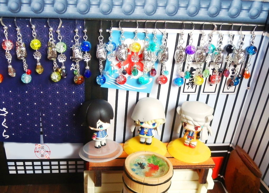 刀剣乱舞 初期刀 山姥切国広 加州清光 歌仙兼定 蜂須賀虎徹 陸奥守吉行 イメージ 刀氷に狐面か花か ピアス イヤリング