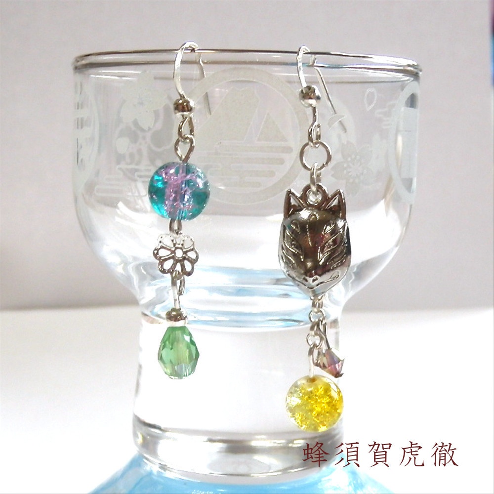 刀剣乱舞 初期刀 山姥切国広 加州清光 歌仙兼定 蜂須賀虎徹 陸奥守吉行 イメージ 刀氷に狐面か花か ピアス イヤリング