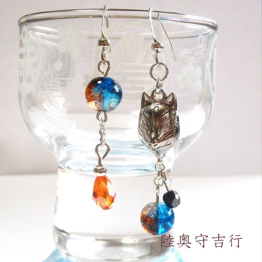 刀剣乱舞 初期刀 山姥切国広 加州清光 歌仙兼定 蜂須賀虎徹 陸奥守吉行 イメージ 刀氷に狐面か花か ピアス イヤリング