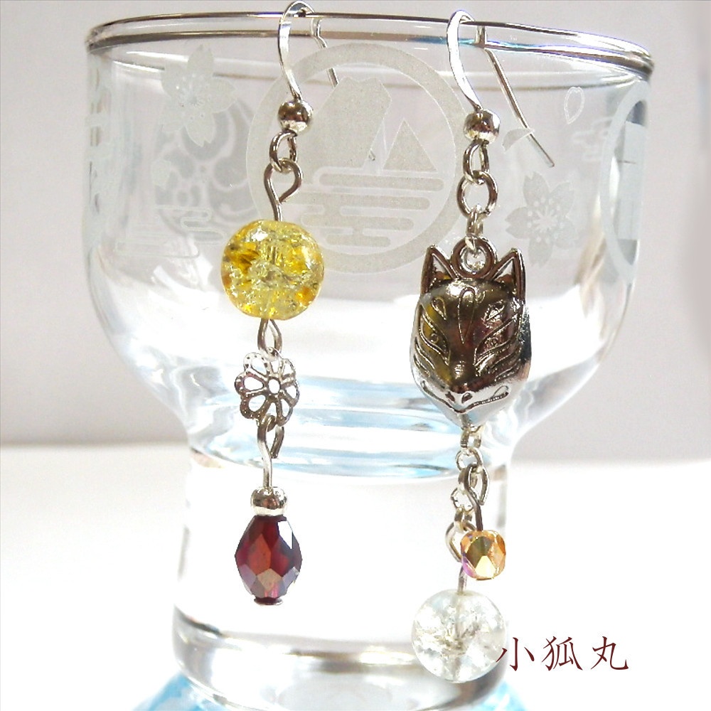 刀剣乱舞 三条 三日月宗近 今剣 岩融 小狐丸 石切丸 イメージ 刀氷に狐面か花か ピアス イヤリング