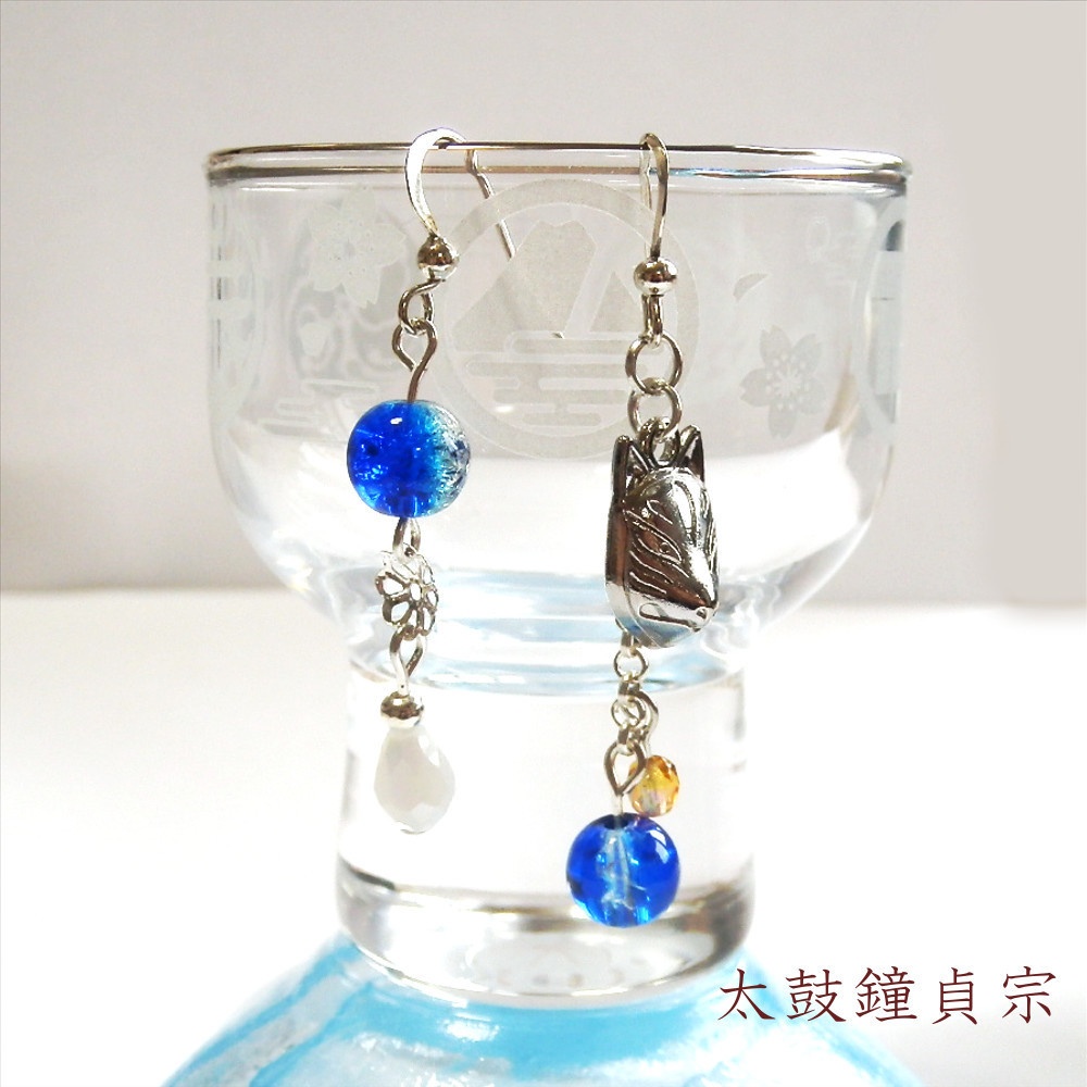 刀剣乱舞 織田組 伊達組 不動行光 薬研藤四郎 へし切長谷部 鶴丸国永 燭台切光忠 太鼓鐘貞宗 大倶利伽羅 イメージ 刀氷に狐面か花か ピアス イヤリング