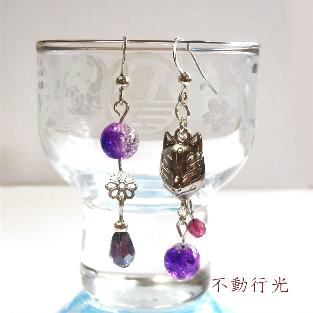 刀剣乱舞 織田組 伊達組 不動行光 薬研藤四郎 へし切長谷部 鶴丸国永 燭台切光忠 太鼓鐘貞宗 大倶利伽羅 イメージ 刀氷に狐面か花か ピアス イヤリング