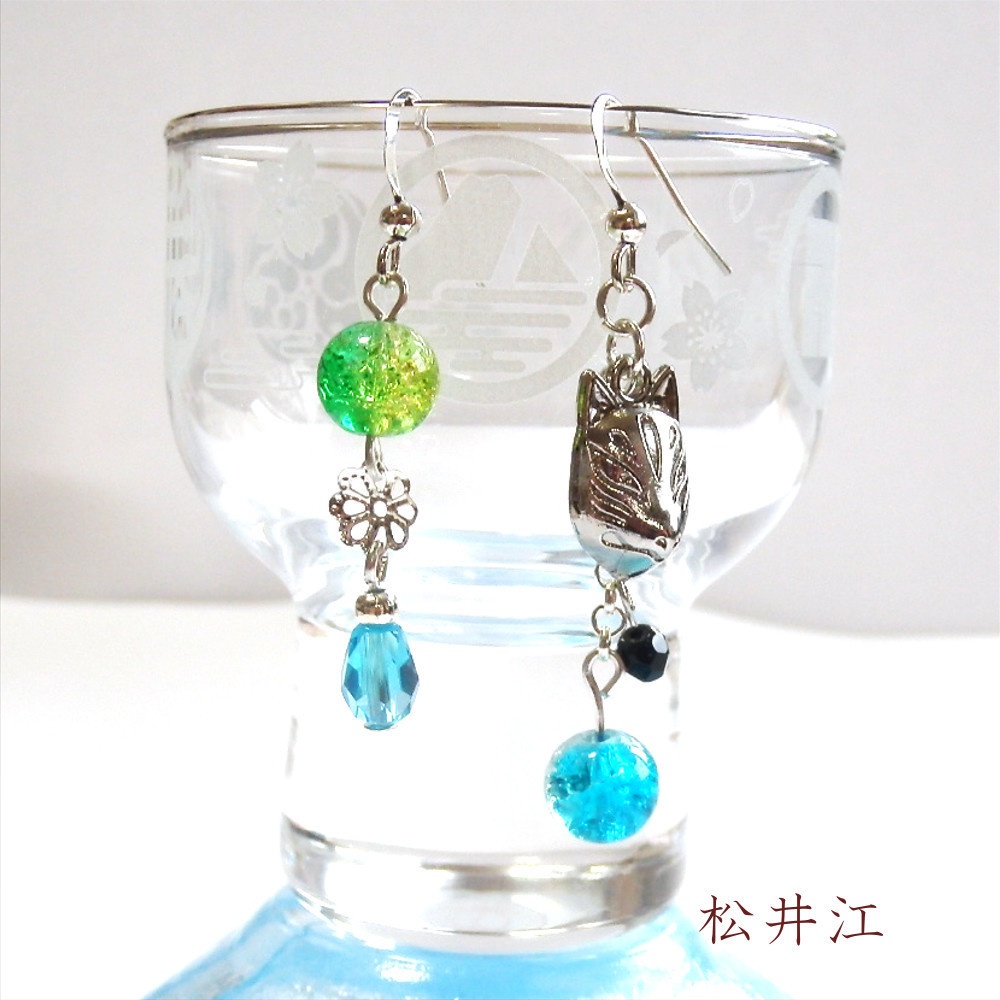 刀剣乱舞 江 豊前江 篭手切江 桑名江 松井江 イメージ 刀氷に狐面か花か ピアス イヤリング