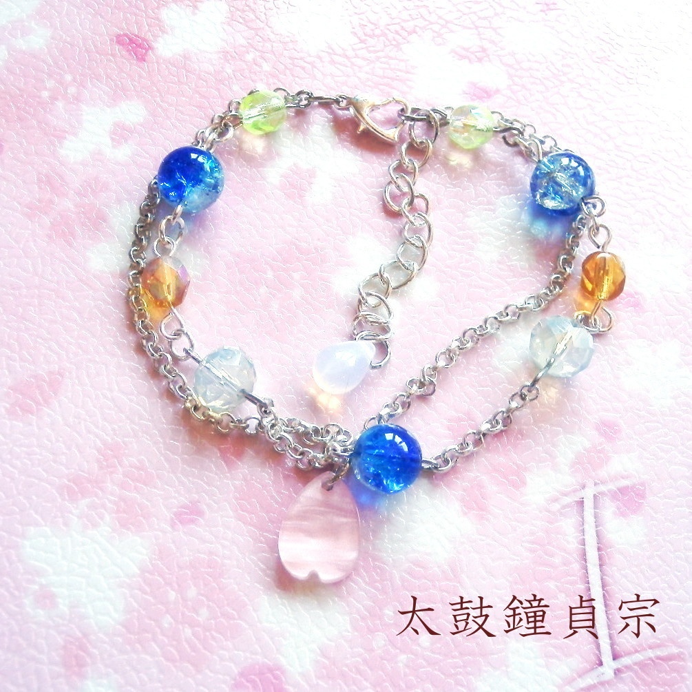 刀剣乱舞 織田組・伊達組 鶴丸国永 燭台切光忠 大倶利伽羅 太鼓鐘貞宗 不動行光 薬研藤四郎 へし切長谷部 イメージ 刀氷に花びら 二連 ブレスレット