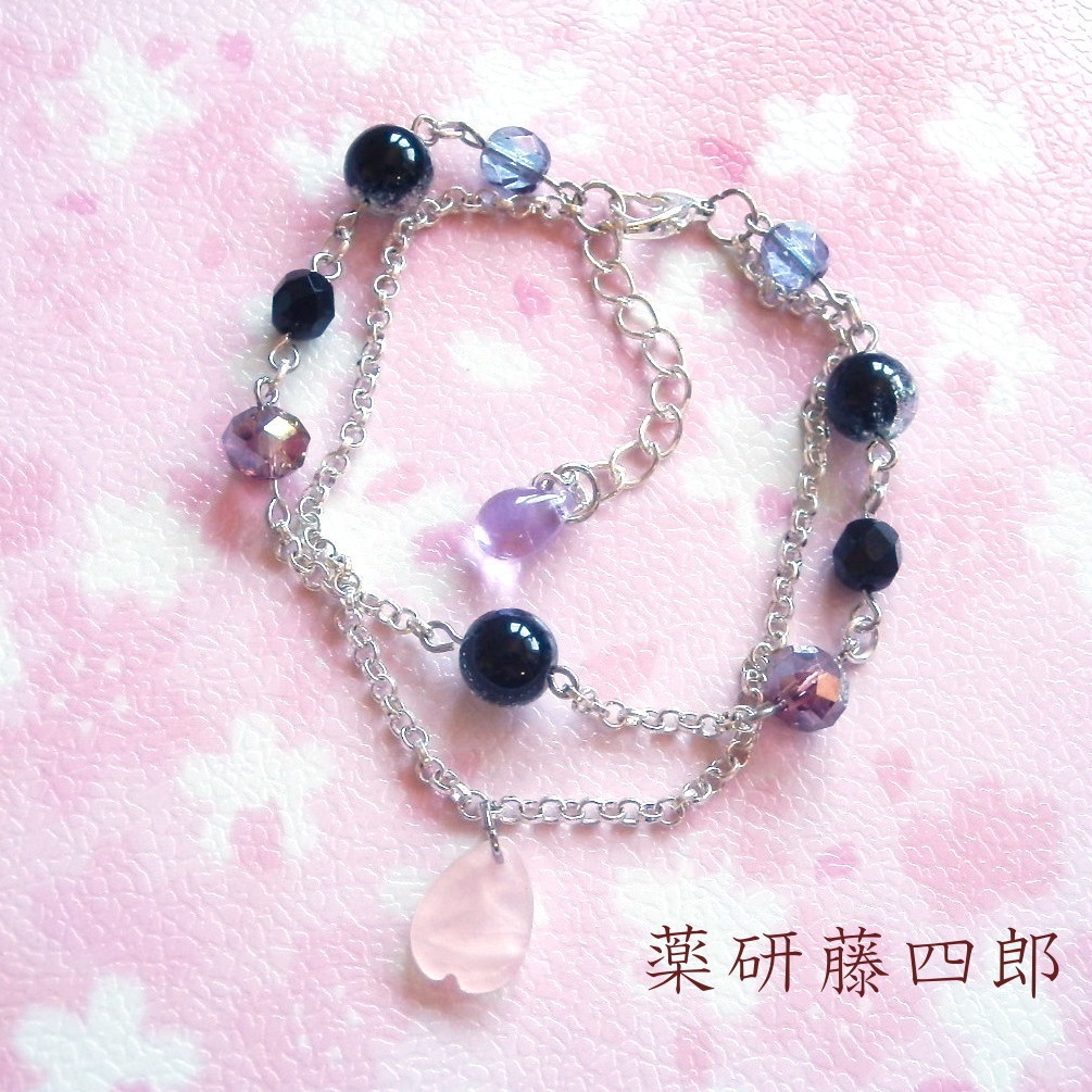 刀剣乱舞 織田組・伊達組 鶴丸国永 燭台切光忠 大倶利伽羅 太鼓鐘貞宗 不動行光 薬研藤四郎 へし切長谷部 イメージ 刀氷に花びら 二連 ブレスレット