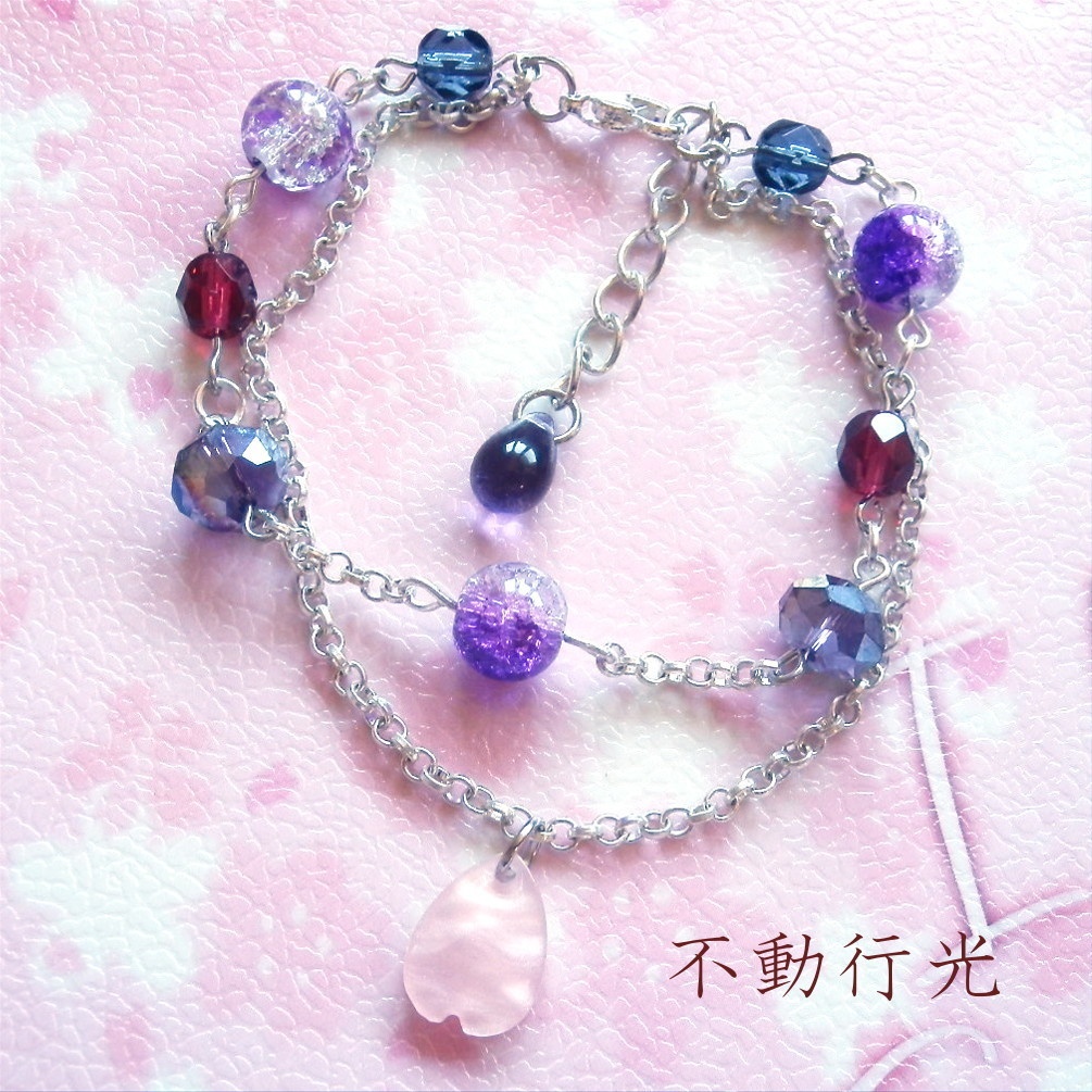 刀剣乱舞 織田組・伊達組 鶴丸国永 燭台切光忠 大倶利伽羅 太鼓鐘貞宗 不動行光 薬研藤四郎 へし切長谷部 イメージ 刀氷に花びら 二連 ブレスレット