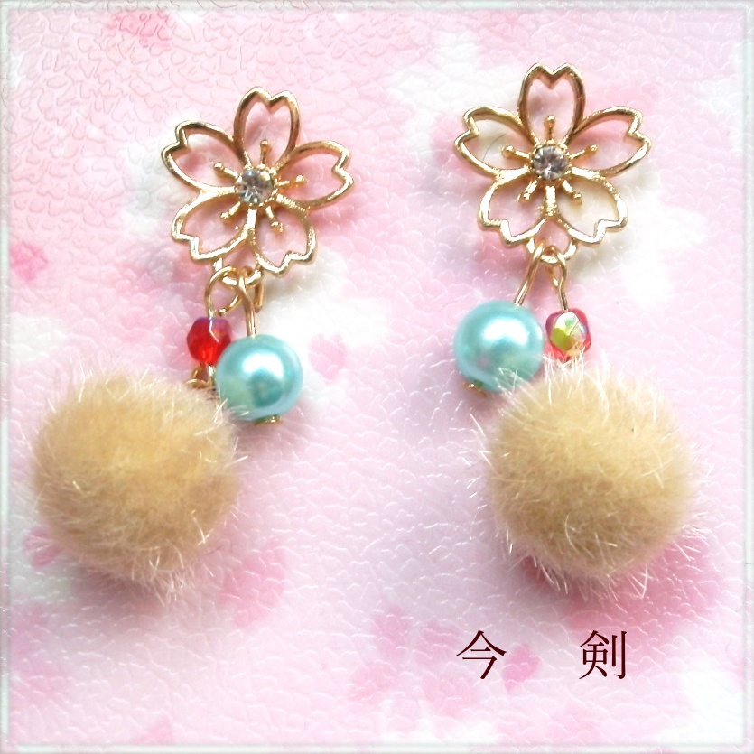 刀剣乱舞 三条 江 三日月宗近 小狐丸 石切丸 今剣 岩融 豊前江 桑名江 松井江 篭手切江 イメージ さくらふわふわ ピアス イヤリング ネックレス