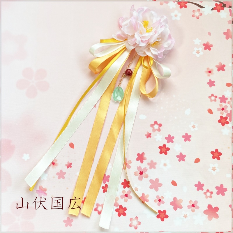 刀剣乱舞 堀川派 沖田・土方組 初期刀 源氏 山姥切国広 山伏国広 堀川国広 和泉守兼定 大和守安定 加州清光 陸奥守吉行 歌仙兼定 蜂須賀虎徹 髭切 膝丸 イメージ さくら舞う りぼん ヘアクリップ ポニーフック バッグチャーム