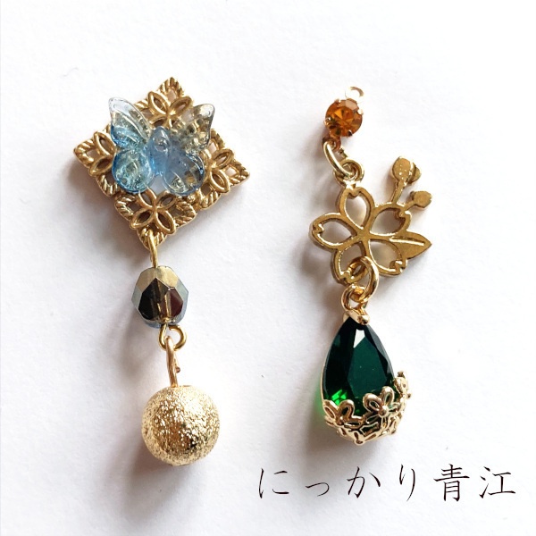 刀剣乱舞 三条 青江 織田組 伊達組 大将組 貞宗 江 来派 三名槍  イメージ アシメ ピアス イヤリング 刀露 樹脂ノンホールピアス