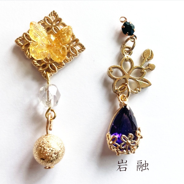 刀剣乱舞 三条 青江 織田組 伊達組 大将組 貞宗 江 来派 三名槍  イメージ アシメ ピアス イヤリング 刀露 樹脂ノンホールピアス