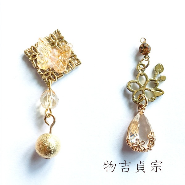 刀剣乱舞 三条 青江 織田組 伊達組 大将組 貞宗 江 来派 三名槍  イメージ アシメ ピアス イヤリング 刀露 樹脂ノンホールピアス