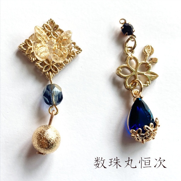 刀剣乱舞 三条 青江 織田組 伊達組 大将組 貞宗 江 来派 三名槍  イメージ アシメ ピアス イヤリング 刀露 樹脂ノンホールピアス