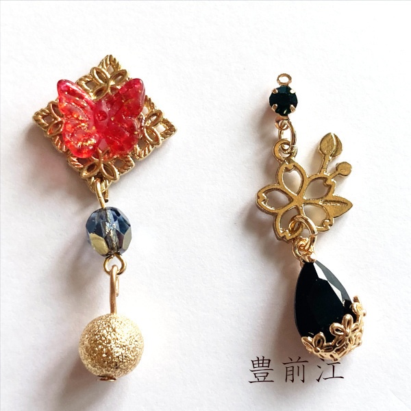 刀剣乱舞 三条 青江 織田組 伊達組 大将組 貞宗 江 来派 三名槍  イメージ アシメ ピアス イヤリング 刀露 樹脂ノンホールピアス