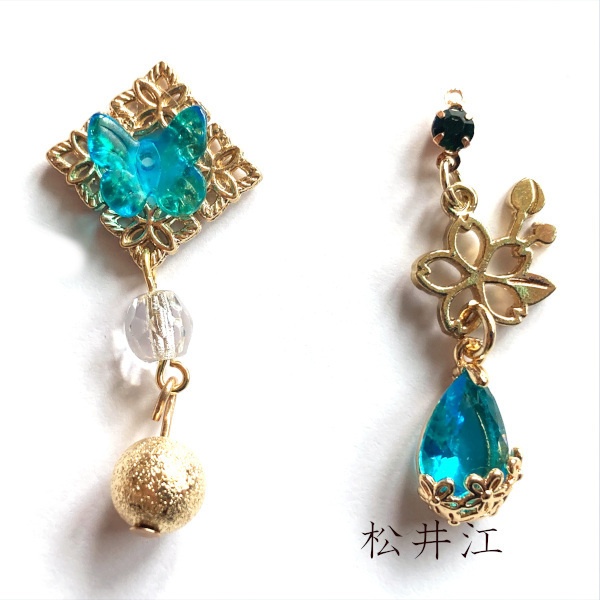 刀剣乱舞 三条 青江 織田組 伊達組 大将組 貞宗 江 来派 三名槍  イメージ アシメ ピアス イヤリング 刀露 樹脂ノンホールピアス