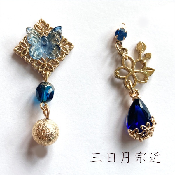 刀剣乱舞 三条 青江 織田組 伊達組 大将組 貞宗 江 来派 三名槍  イメージ アシメ ピアス イヤリング 刀露 樹脂ノンホールピアス