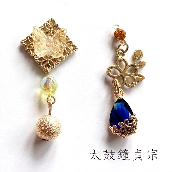 刀剣乱舞 三条 青江 織田組 伊達組 大将組 貞宗 江 来派 三名槍  イメージ アシメ ピアス イヤリング 刀露 樹脂ノンホールピアス