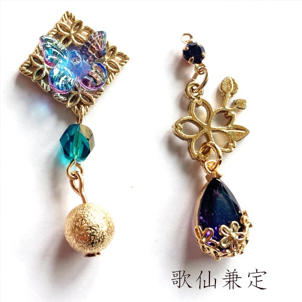 刀剣乱舞 初期刀 堀川派 沖田 土方組 虎徹 左文字 一文字派 肥前忠広 水心子正秀 源清麿 イメージ アシメ ピアス イヤリング 刀露 樹脂ノンホールピアス