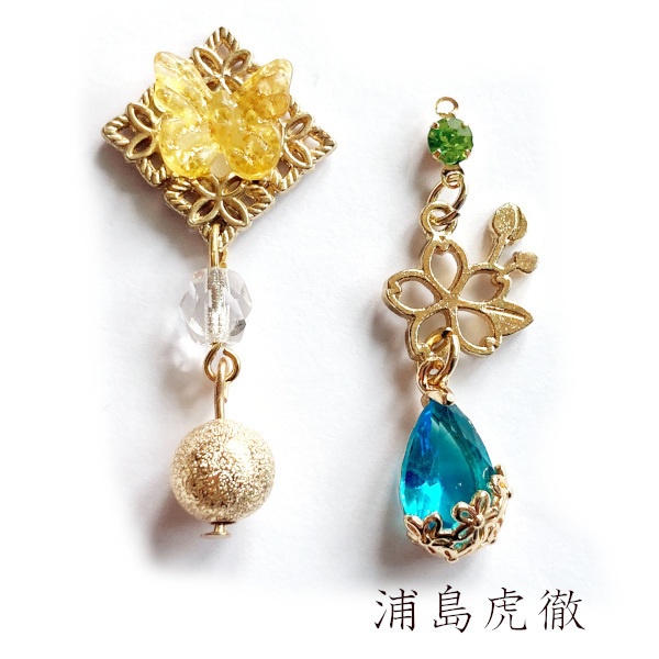 刀剣乱舞 初期刀 堀川派 沖田 土方組 虎徹 左文字 一文字派 肥前忠広 水心子正秀 源清麿 イメージ アシメ ピアス イヤリング 刀露 樹脂ノンホールピアス