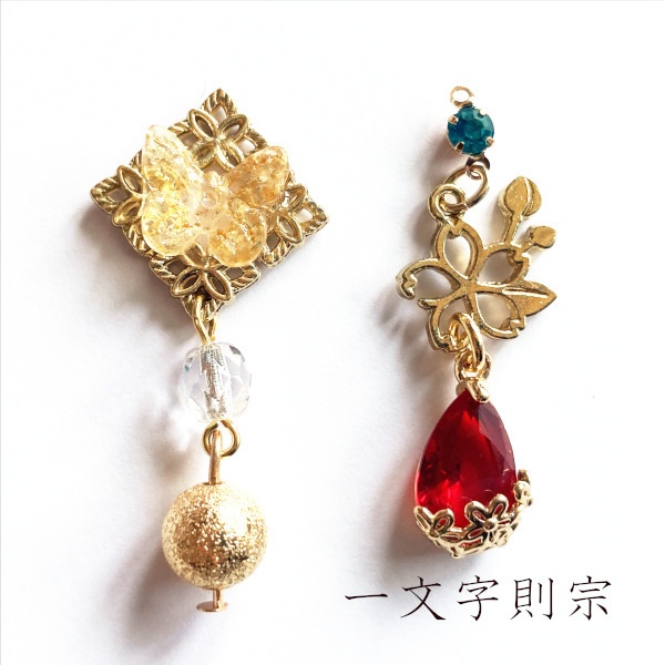 刀剣乱舞 初期刀 堀川派 沖田 土方組 虎徹 左文字 一文字派 肥前忠広 水心子正秀 源清麿 イメージ アシメ ピアス イヤリング 刀露 樹脂ノンホールピアス