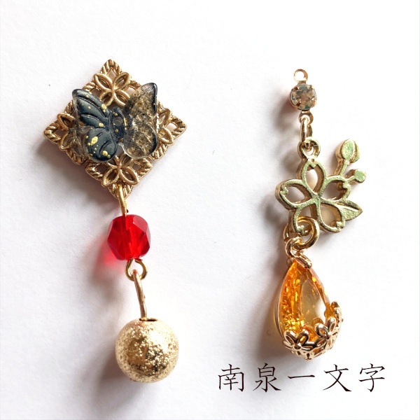 刀剣乱舞 初期刀 堀川派 沖田 土方組 虎徹 左文字 一文字派 肥前忠広 水心子正秀 源清麿 イメージ アシメ ピアス イヤリング 刀露 樹脂ノンホールピアス