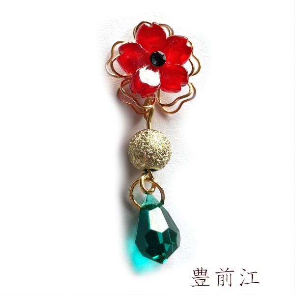 刀剣乱舞 イメージ 片耳ピアス イヤリング さくらしずく 樹脂ノンホールピアス チャーム ヘアピン