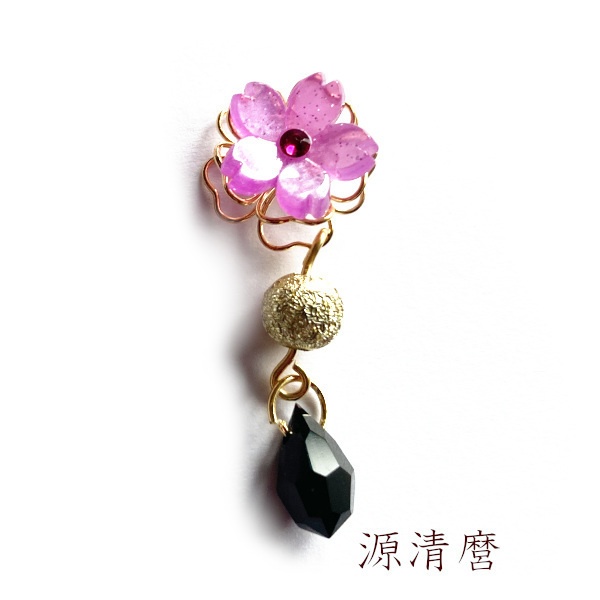 刀剣乱舞 イメージ 片耳ピアス イヤリング さくらしずく 樹脂ノンホールピアス チャーム ヘアピン